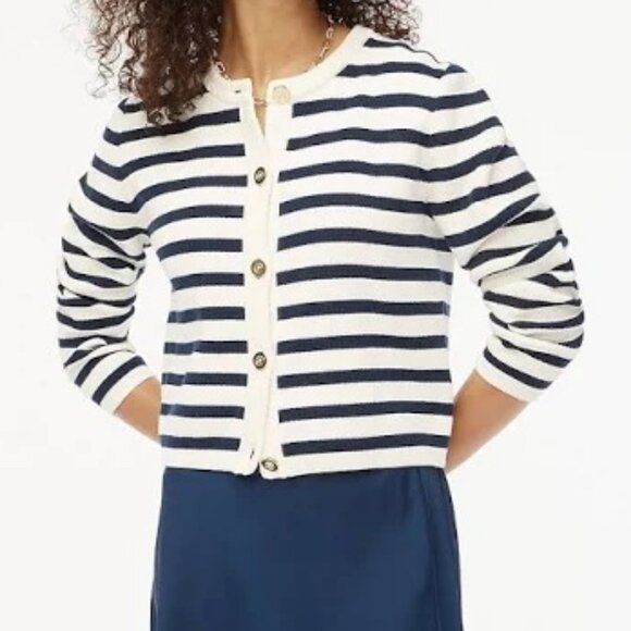 J. Crew Factory Sweaters - NWT J Crew Factory Striped Slub Cardigan Sweater L